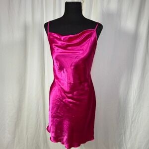 Vintage bebe Hot Pink Satin Slip Dress – Size S (Fits‎ XS/S)